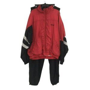Vintage Spalding Mens BRED Black Red Tracksuit 2 Piece Set Mens 2XL